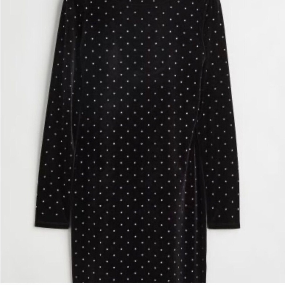 Elegant Black Rhinestone Dot Dress - Picture 2 of 4
